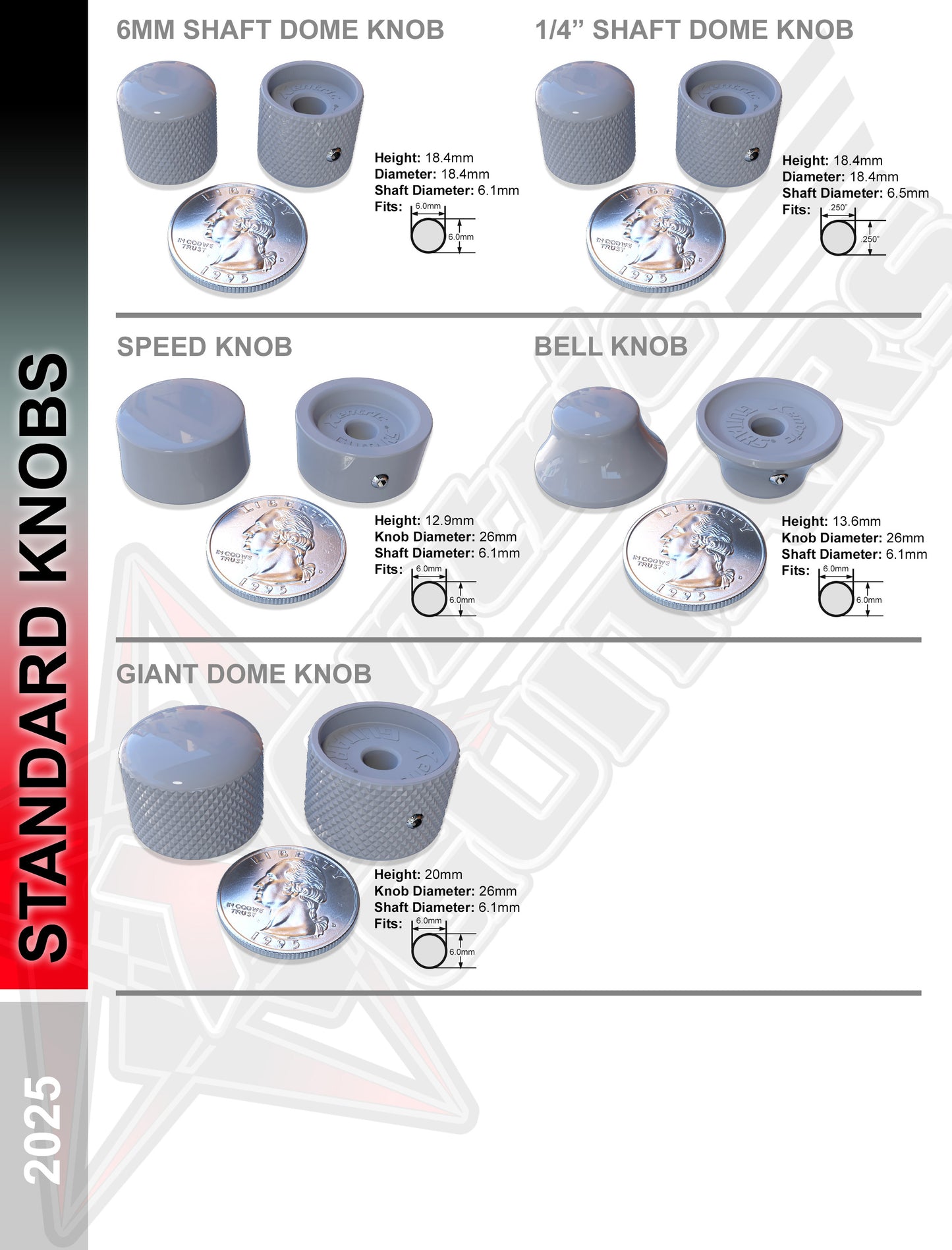 Xentric Guitars - CRYSTAL CLEAR Series Resin Standard Guitar Knobs