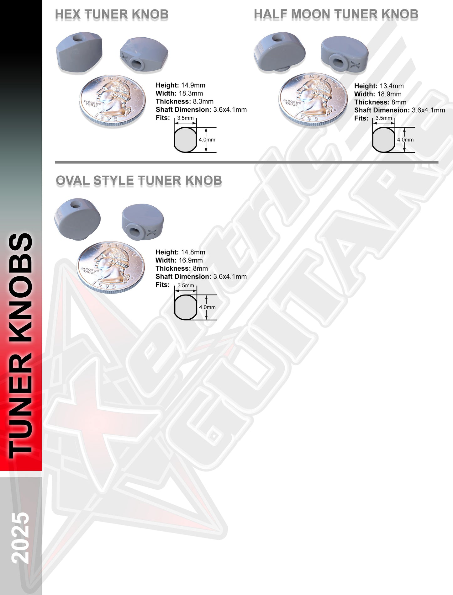 Xentric Guitars - CRYSTAL CLEAR Series Resin Guitar Tuner Knobs
