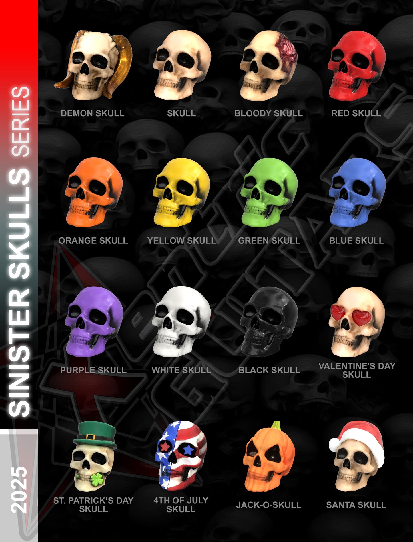 Xentric Guitars - SINISTER SKULLS Series Resin Guitar Knobs