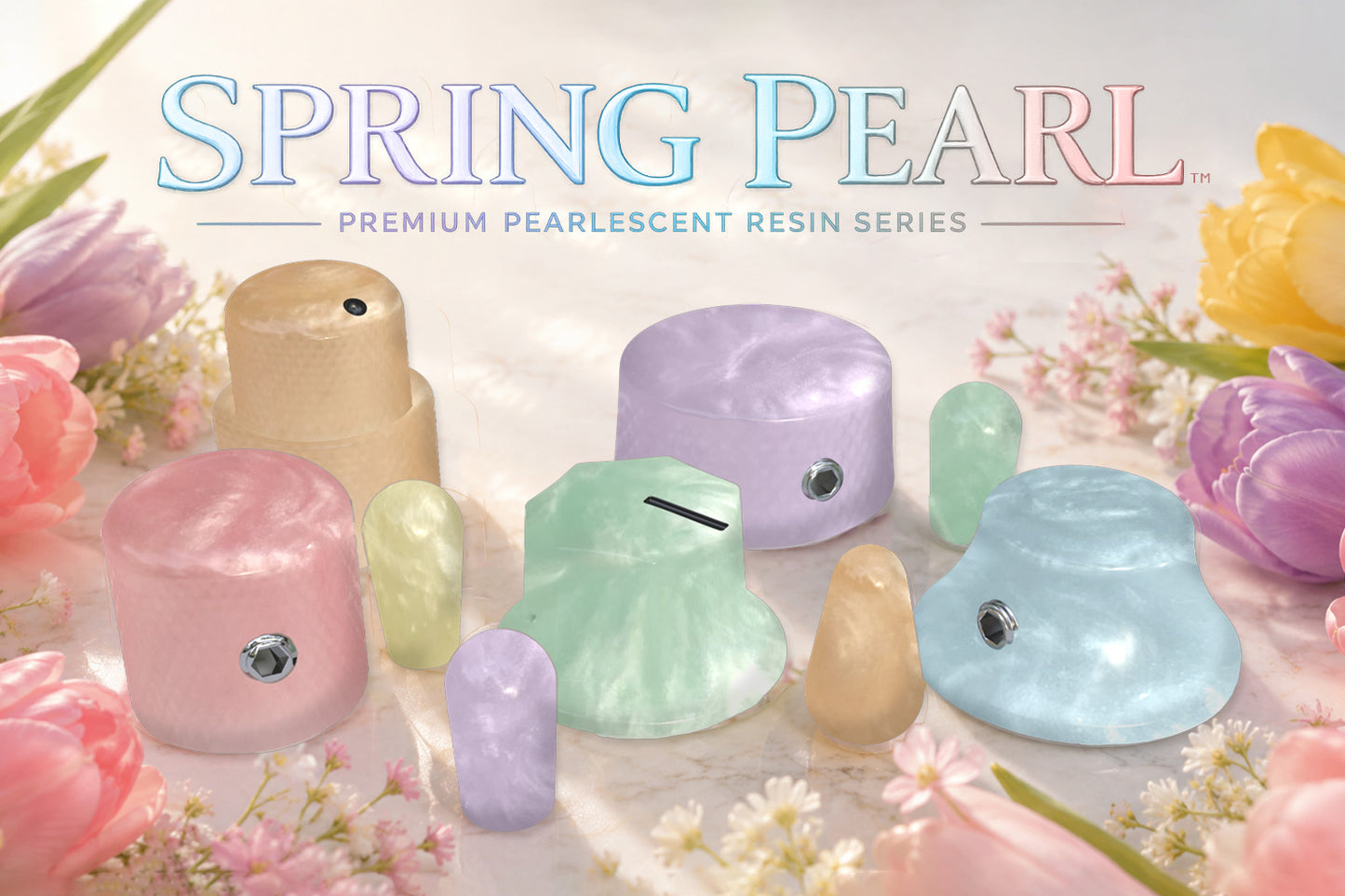 Xentric Guitars® - SPRING PEARL™ Series Resin Knobs and Switch Caps